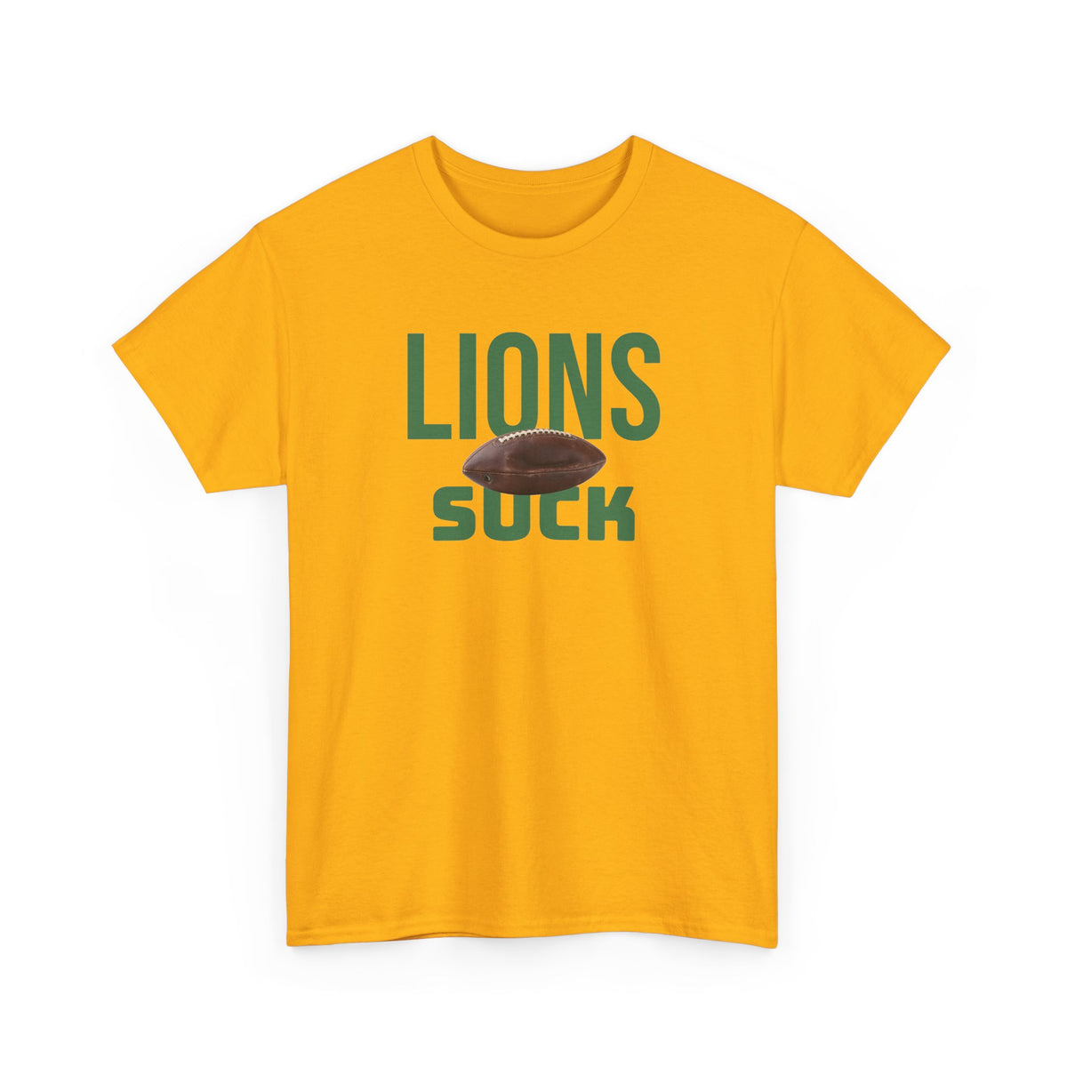 Lions Suck Football T-Shirt in Green Bay Colors - 5 varieties
