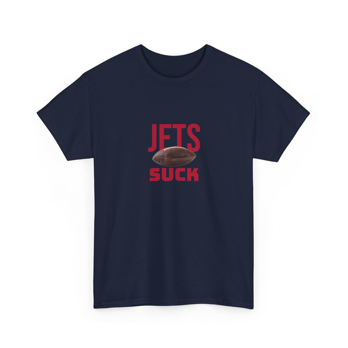 Jets Suck Graphic T-Shirt in New England Football Colors