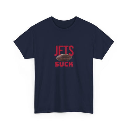 Jets Suck Graphic T-Shirt in New England Football Colors
