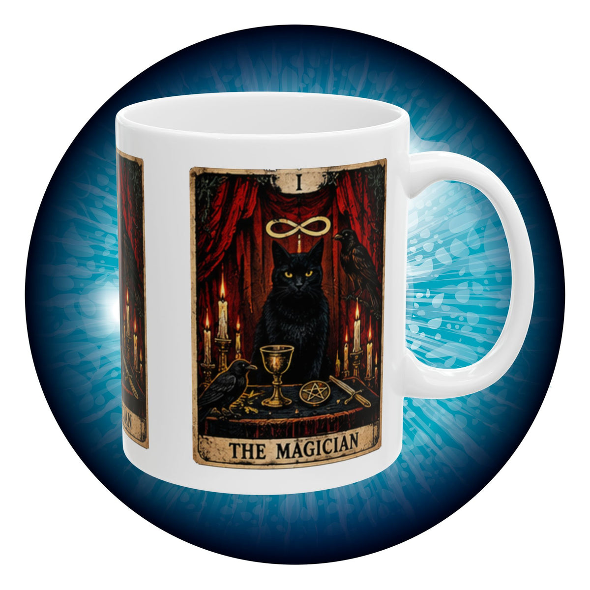 Black Cat The Magician Tarot Mug | Occult Tarot Coffee Cup