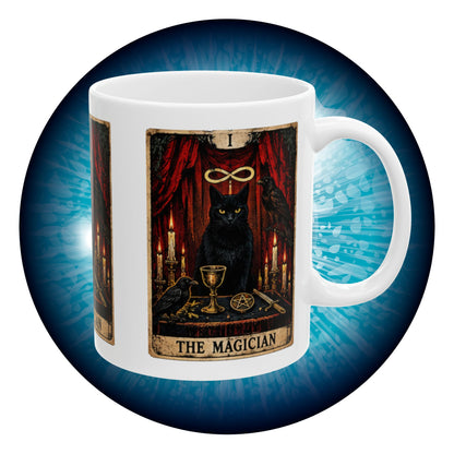Black Cat The Magician Tarot Mug | Occult Tarot Coffee Cup