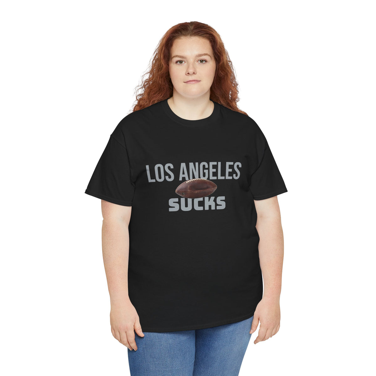 Los Angeles Sucks Football T-Shirt in Raider Colors