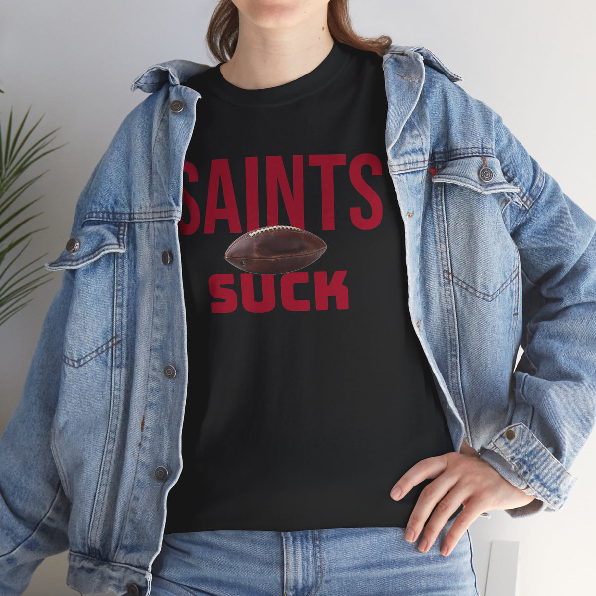 Saints Suck Football T-Shirt in Atlanta Colors - 4 varieties