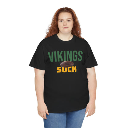 Vikings Suck Football T-Shirt in Green Bay Colors - 5 varieties