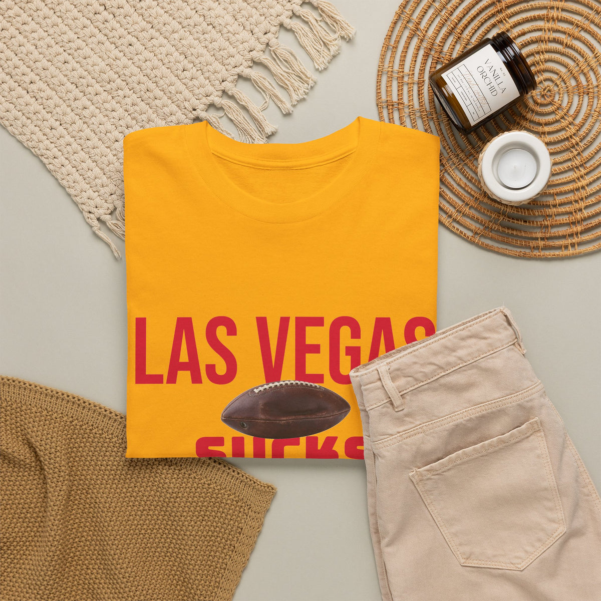 Las Vegas Sucks Football T-Shirt in Chief Colors - 2 varieties