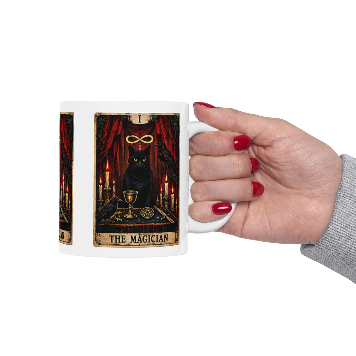 Black Cat The Magician Tarot Mug | Occult Tarot Coffee Cup