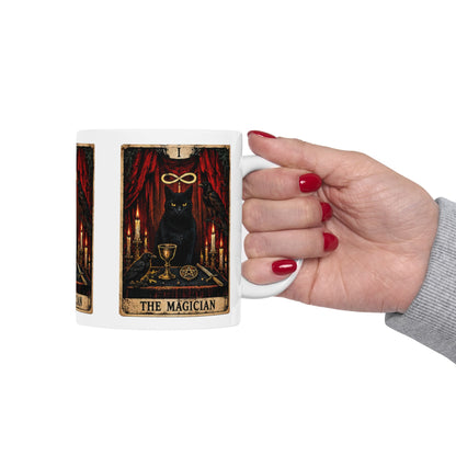 Black Cat The Magician Tarot Mug | Occult Tarot Coffee Cup