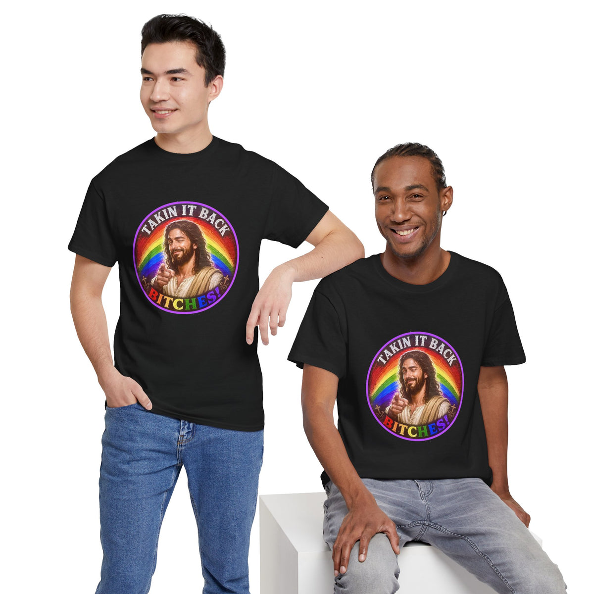Rainbow Jesus Parody T-Shirt, Takin It Back Bitches