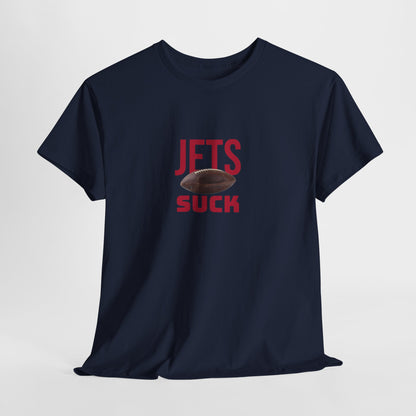 Jets Suck Graphic T-Shirt in New England Football Colors
