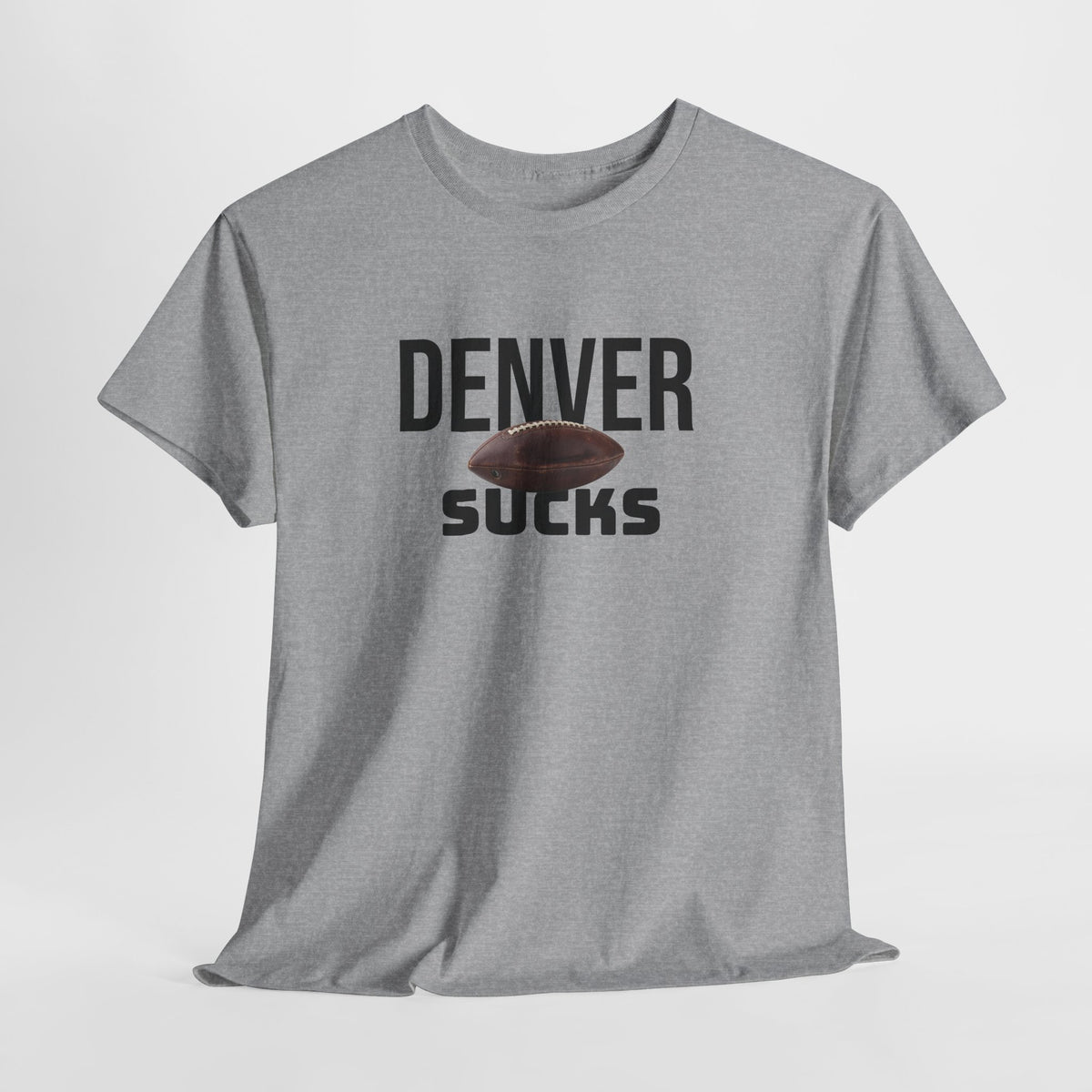 Denver Sucks Football T-Shirt in Raider Colors