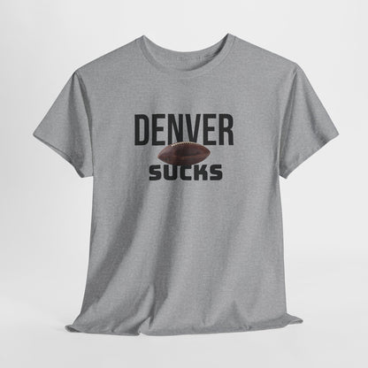 Denver Sucks Football T-Shirt in Raider Colors