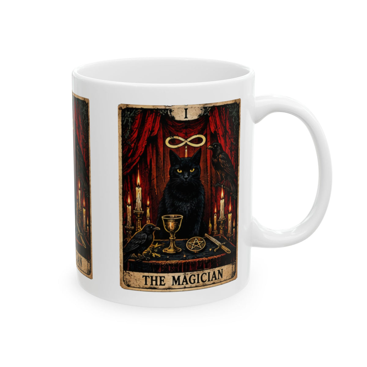 Black Cat The Magician Tarot Mug | Occult Tarot Coffee Cup