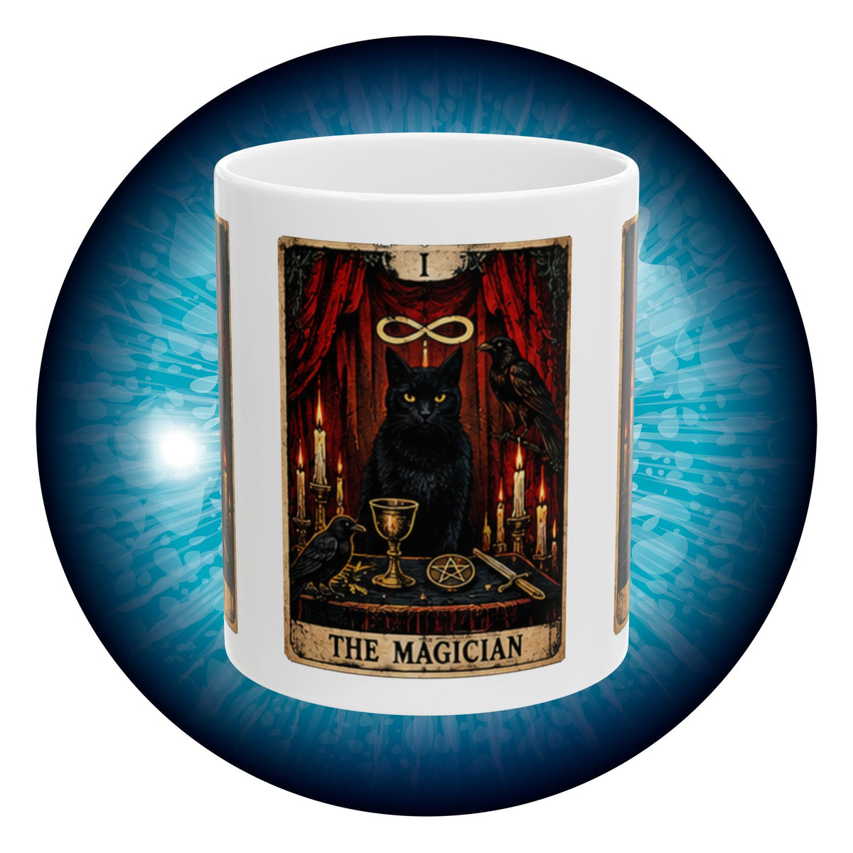 Black Cat The Magician Tarot Mug | Occult Tarot Coffee Cup