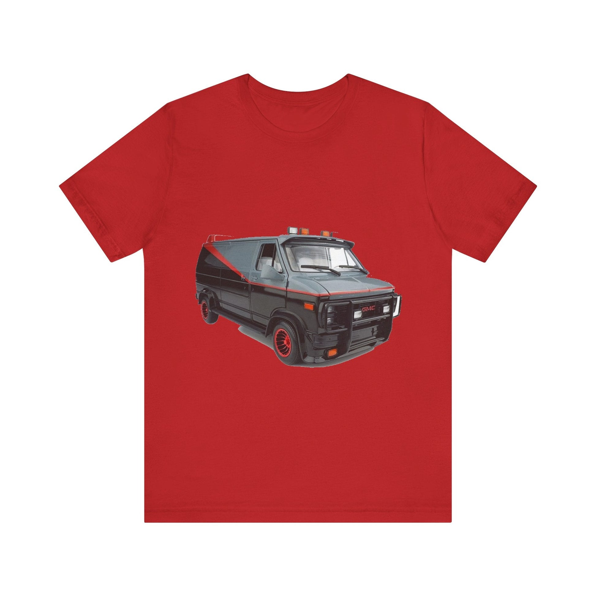 A-Team Van - Unisex Jersey Short Sleeve Tee-T-Shirt-Printify-Red-S-Crew neck, DTG, Men's Clothing, Regular fit, T-shirts, Unisex, Women's Clothing-PhoneCaseBoss.com