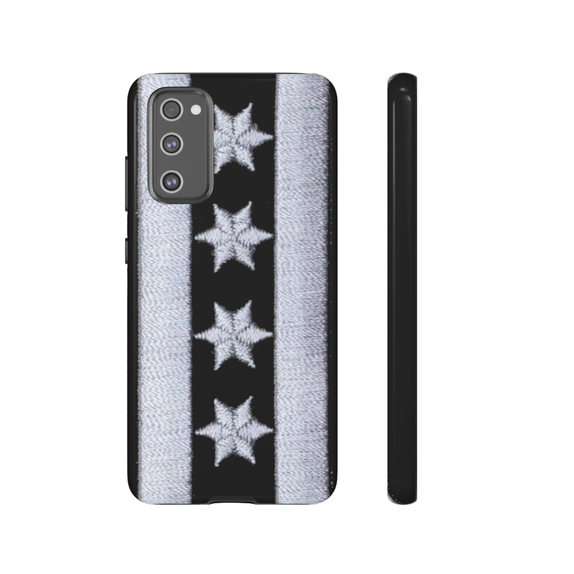 Phone Case-BLACK CHICAGO FLAG | Tough-Samsung Galaxy S20 FE-Glossy-PhoneCaseBoss-Phone-Best-Phone-Cases