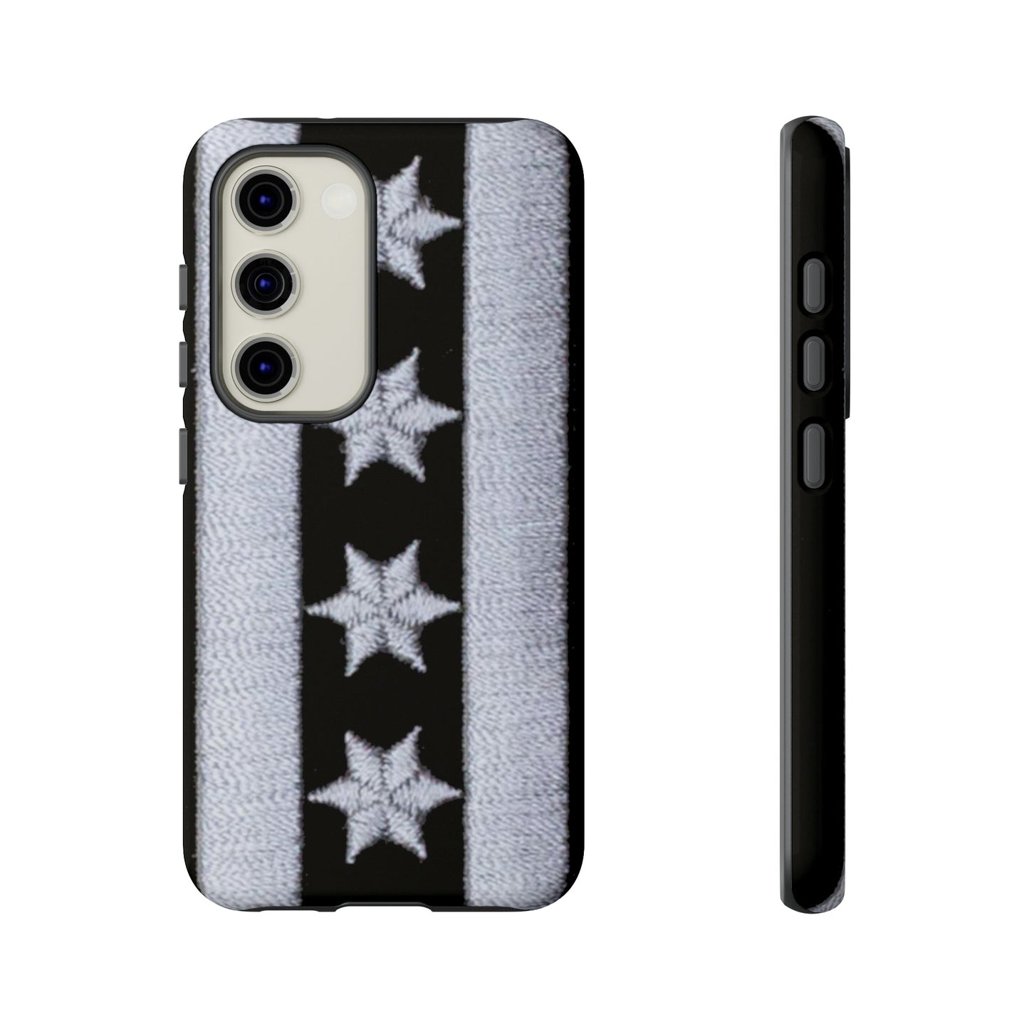 Phone Case-BLACK CHICAGO FLAG | Tough-Samsung Galaxy S23-Glossy-PhoneCaseBoss-Phone-Best-Phone-Cases