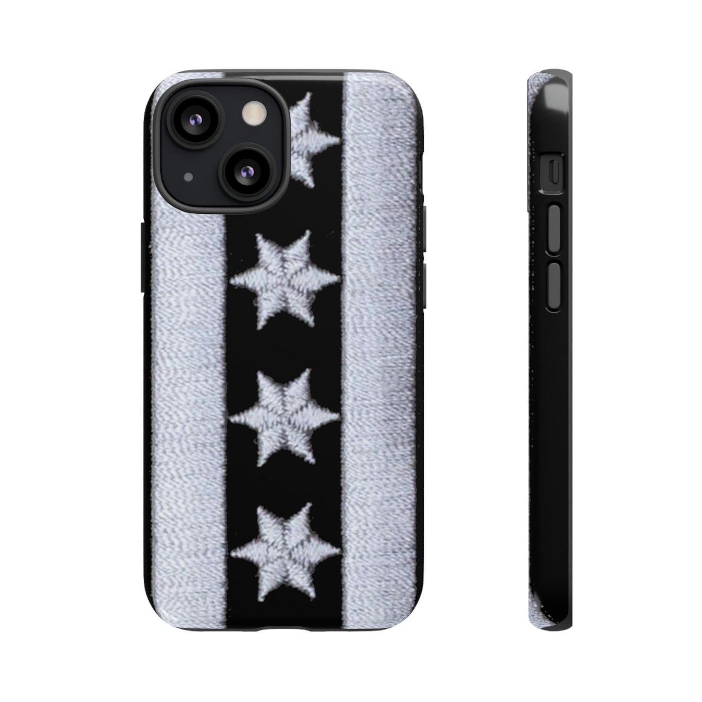 Phone Case-BLACK CHICAGO FLAG | Tough-iPhone 13 Mini-Glossy-PhoneCaseBoss-Phone-Best-Phone-Cases