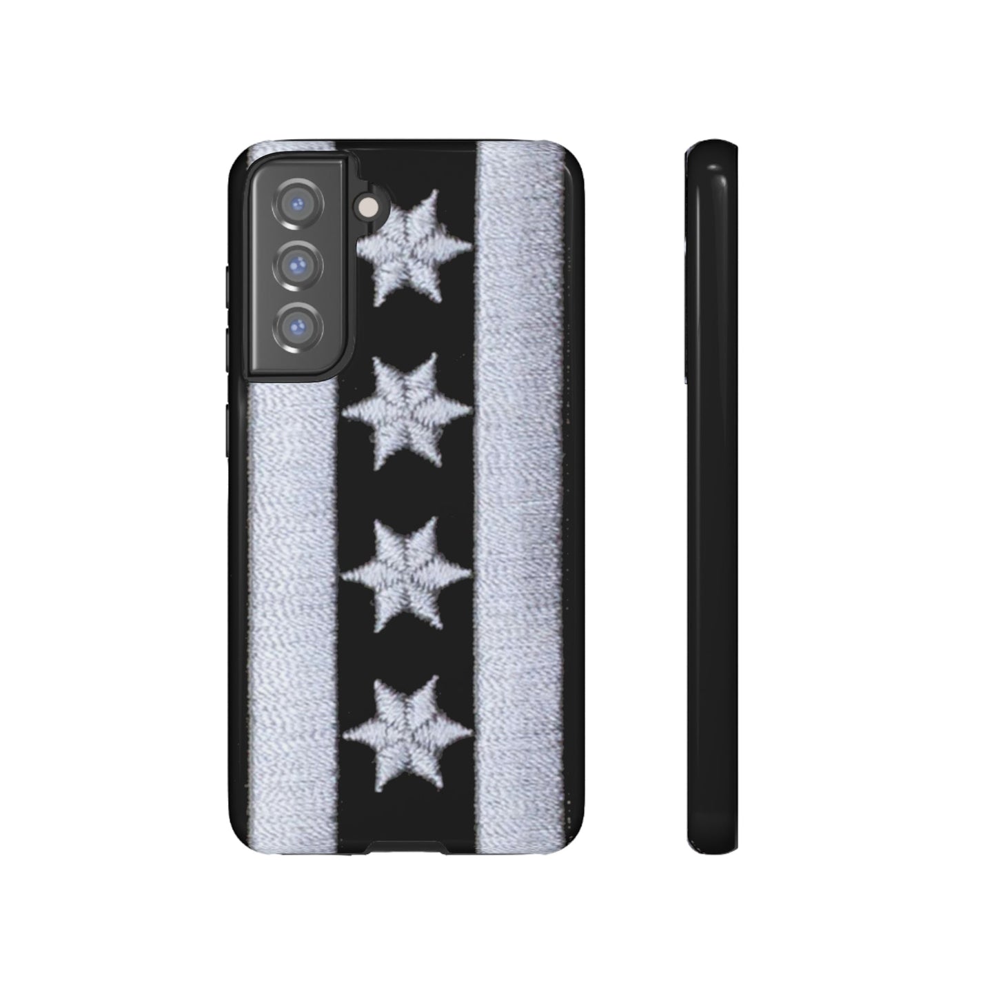 Phone Case-BLACK CHICAGO FLAG | Tough-Samsung Galaxy S21 FE-Glossy-PhoneCaseBoss-Phone-Best-Phone-Cases