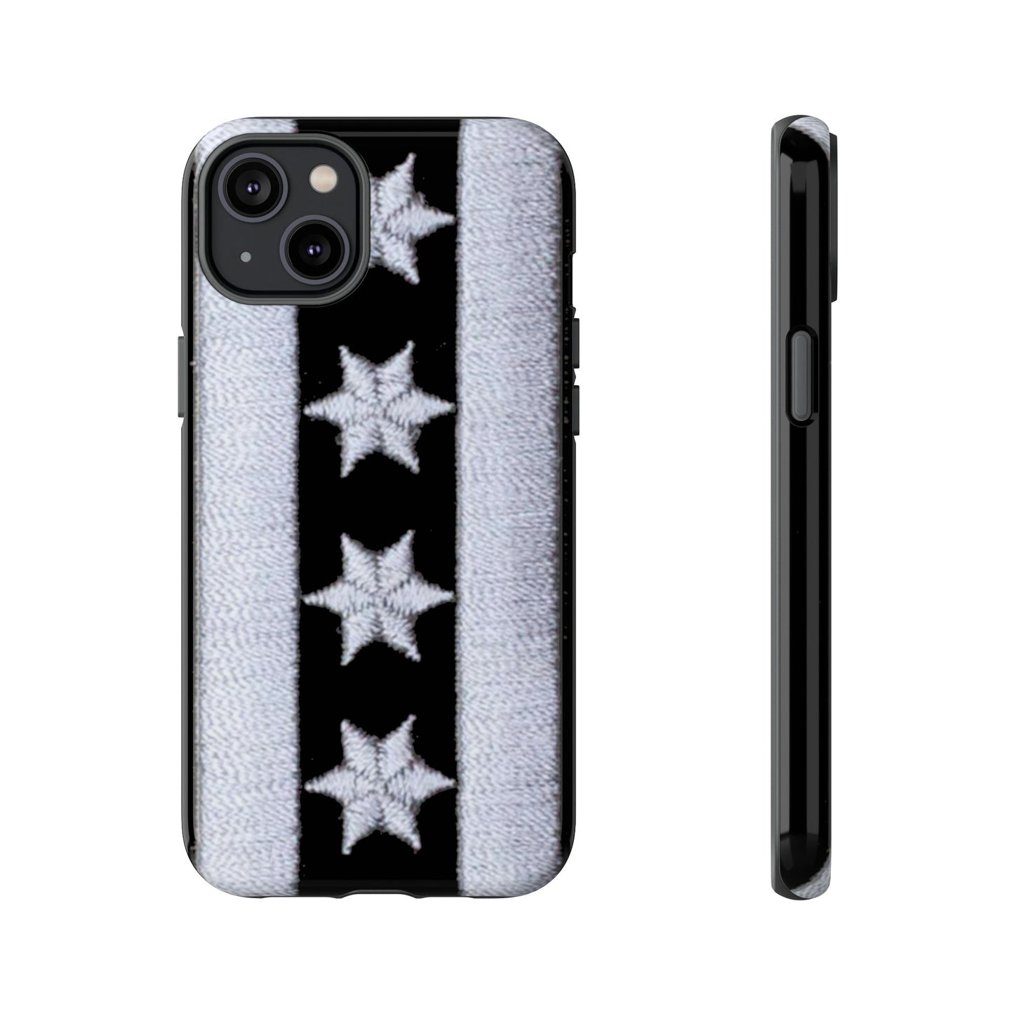 Phone Case-BLACK CHICAGO FLAG | Tough-iPhone 14 Plus-Glossy-PhoneCaseBoss-Phone-Best-Phone-Cases