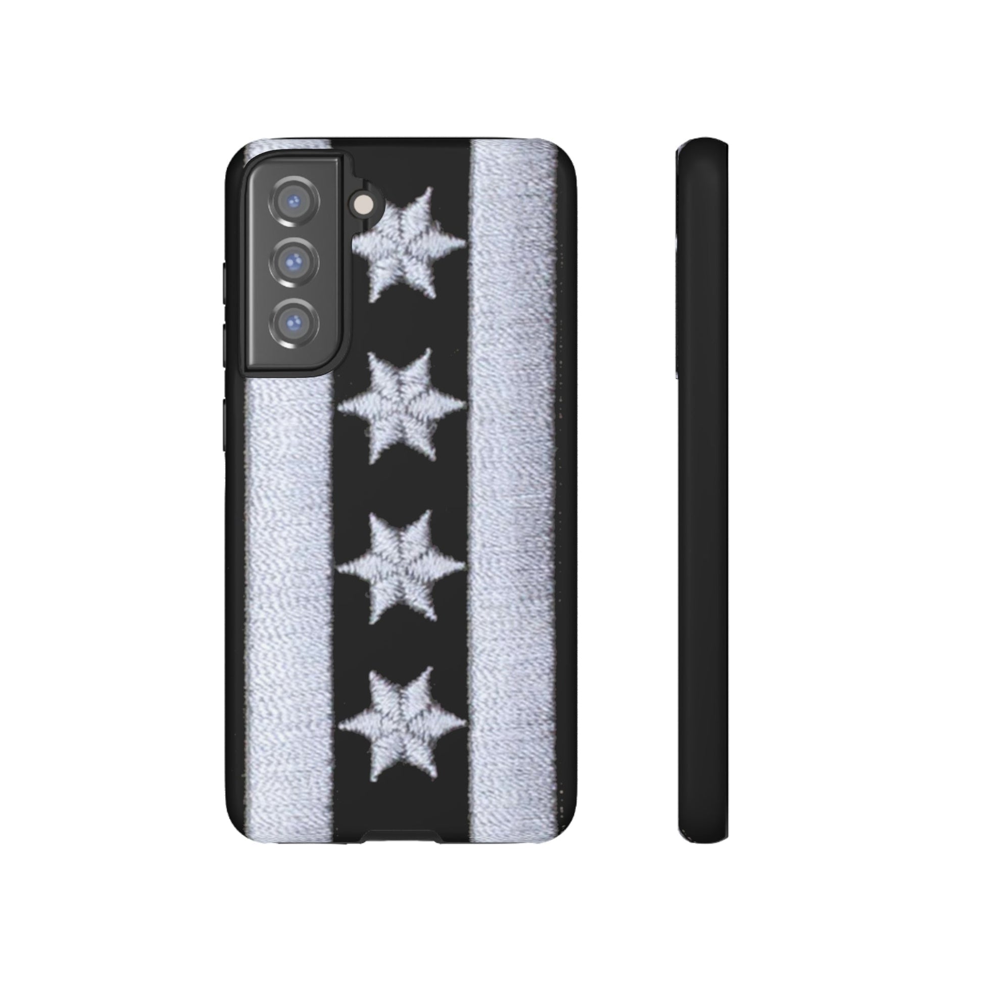 Phone Case-BLACK CHICAGO FLAG | Tough-Samsung Galaxy S21 FE-Matte-PhoneCaseBoss-Phone-Best-Phone-Cases