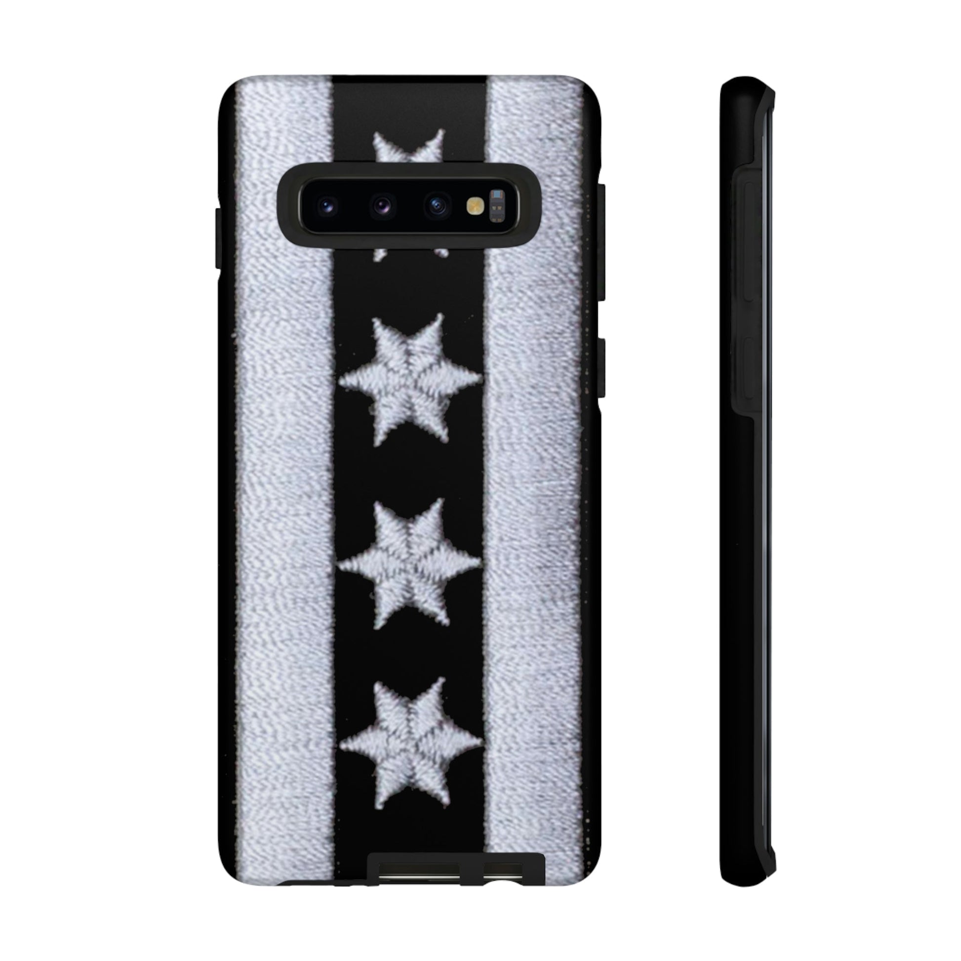 Phone Case-BLACK CHICAGO FLAG | Tough-Samsung Galaxy S10-Matte-PhoneCaseBoss-Phone-Best-Phone-Cases