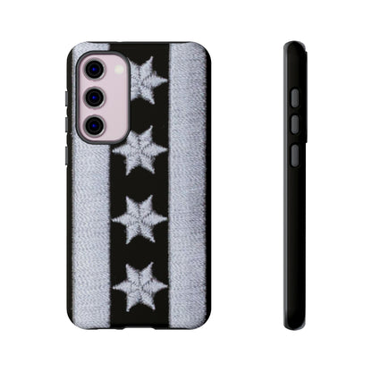 Phone Case-BLACK CHICAGO FLAG | Tough-Samsung Galaxy S23 Plus-Glossy-PhoneCaseBoss-Phone-Best-Phone-Cases