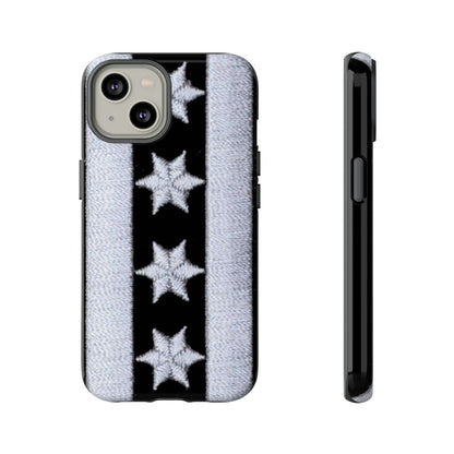 Phone Case-BLACK CHICAGO FLAG | Tough-iPhone 14-Glossy-PhoneCaseBoss-Phone-Best-Phone-Cases