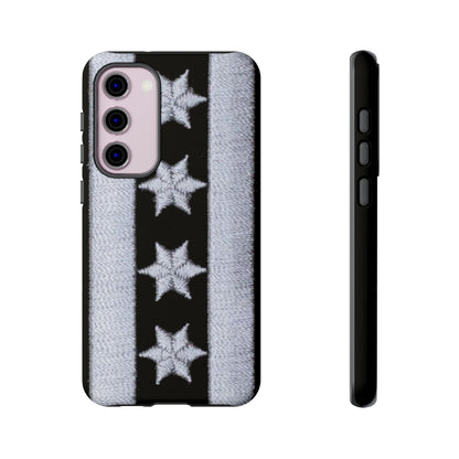 Phone Case-BLACK CHICAGO FLAG | Tough-Samsung Galaxy S23 Plus-Matte-PhoneCaseBoss-Phone-Best-Phone-Cases