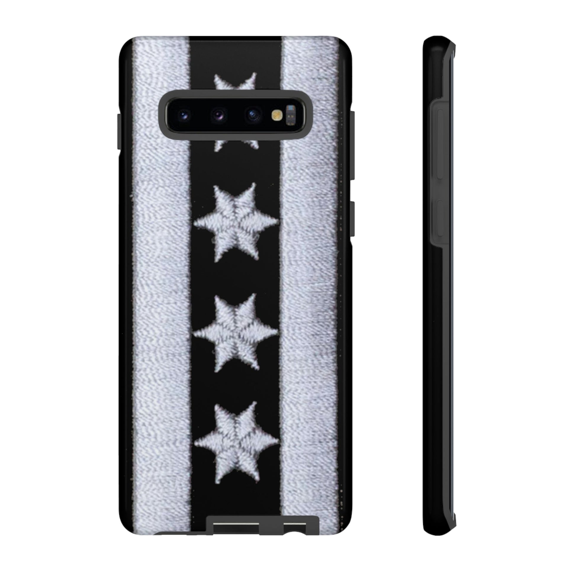 Phone Case-BLACK CHICAGO FLAG | Tough-Samsung Galaxy S10 Plus-Glossy-PhoneCaseBoss-Phone-Best-Phone-Cases