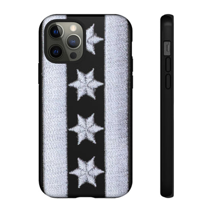 Phone Case-BLACK CHICAGO FLAG | Tough-iPhone 12 Pro-Glossy-PhoneCaseBoss-Phone-Best-Phone-Cases