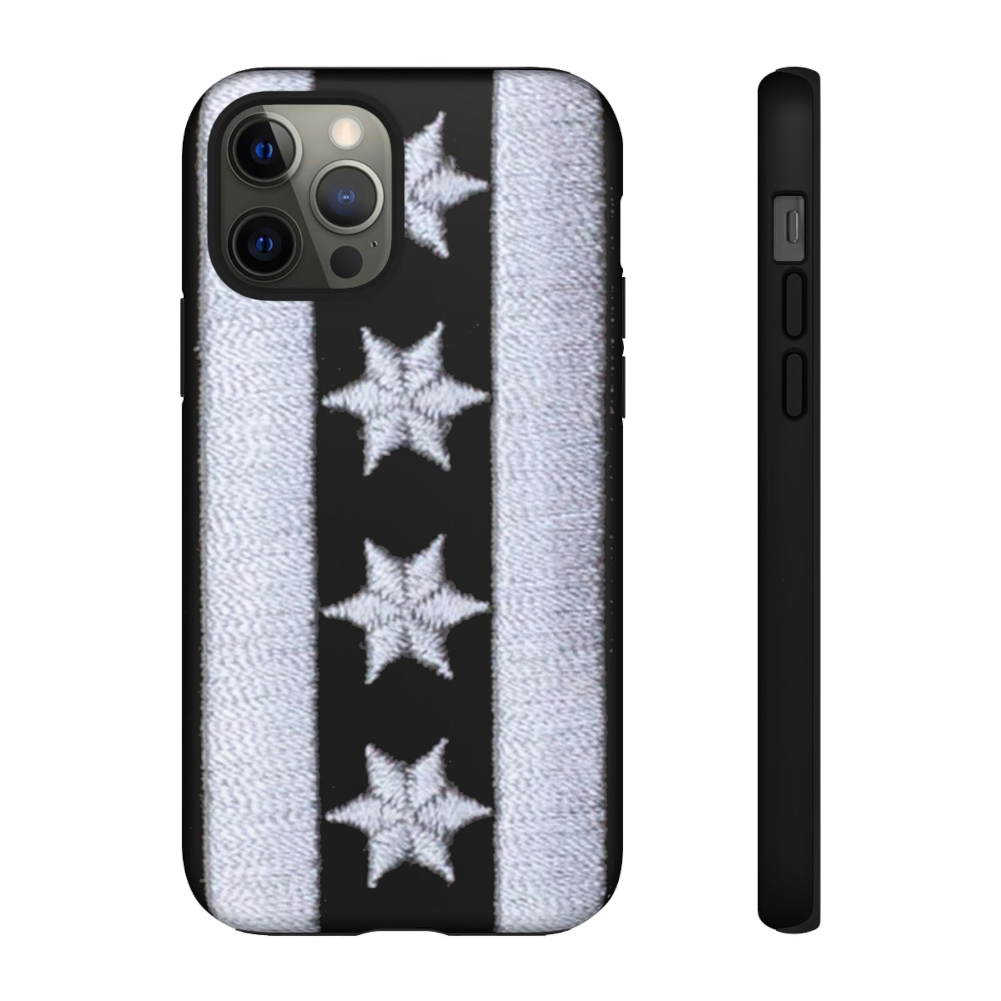 Phone Case-BLACK CHICAGO FLAG | Tough-iPhone 12 Pro-Matte-PhoneCaseBoss-Phone-Best-Phone-Cases