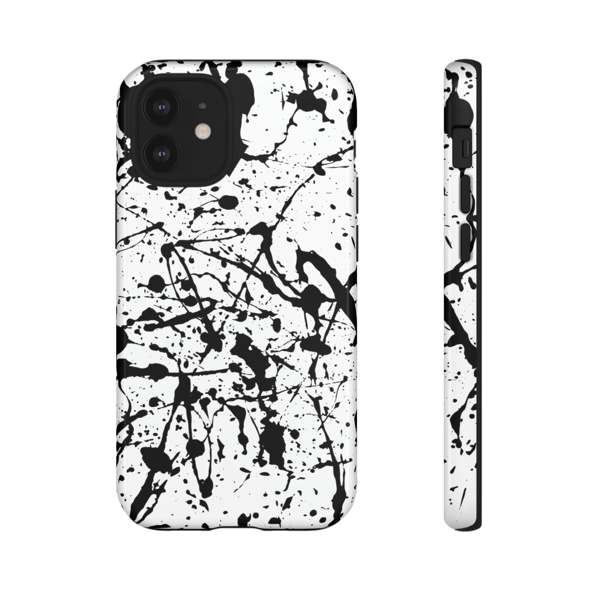 Phone Case-BLACK SPLATTER | Tough-iPhone 12 Mini-Glossy-PhoneCaseBoss-Phone-Best-Phone-Cases