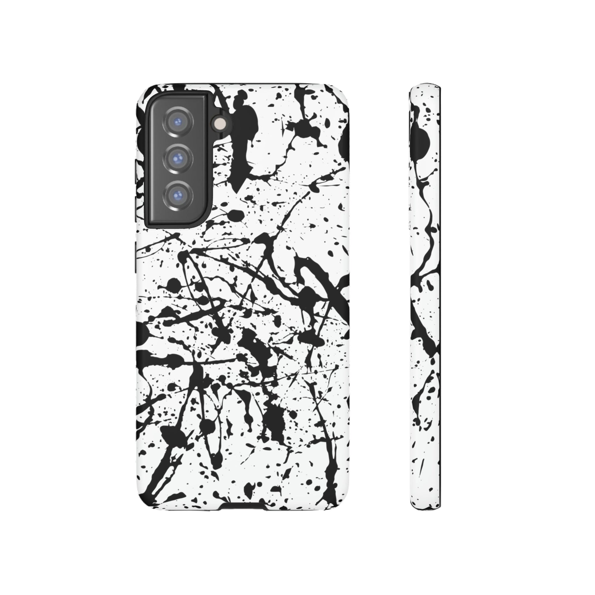 Phone Case-BLACK SPLATTER | Tough-Samsung Galaxy S21 FE-Matte-PhoneCaseBoss-Phone-Best-Phone-Cases