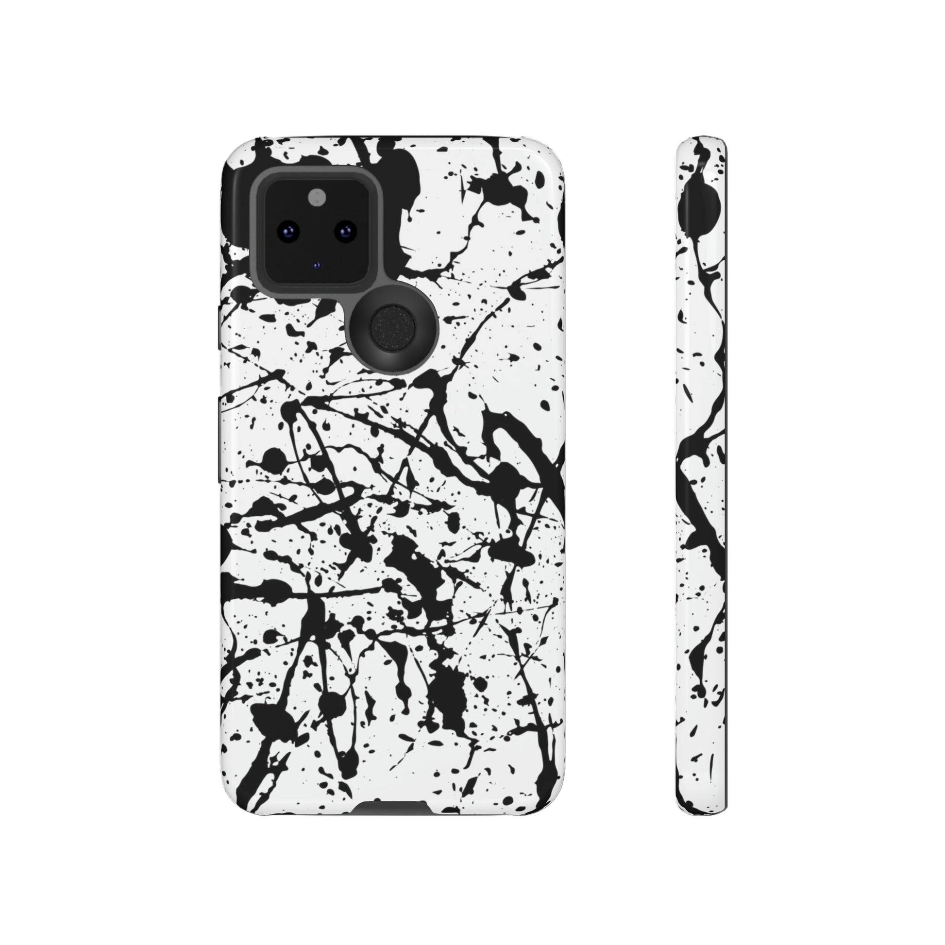 Phone Case-BLACK SPLATTER | Tough-Google Pixel 5 5G-Glossy-PhoneCaseBoss-Phone-Best-Phone-Cases