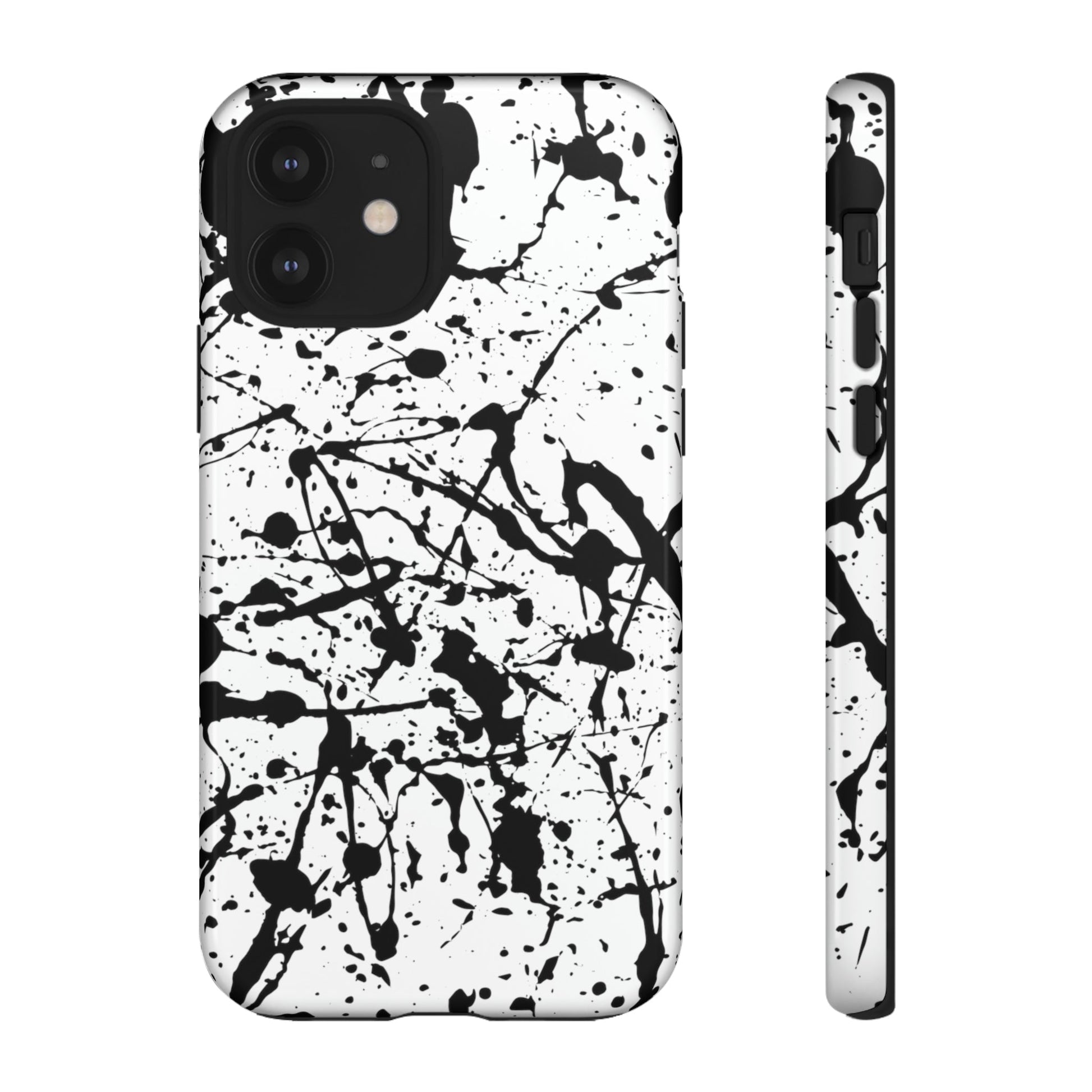 Phone Case-BLACK SPLATTER | Tough-iPhone 12-Glossy-PhoneCaseBoss-Phone-Best-Phone-Cases