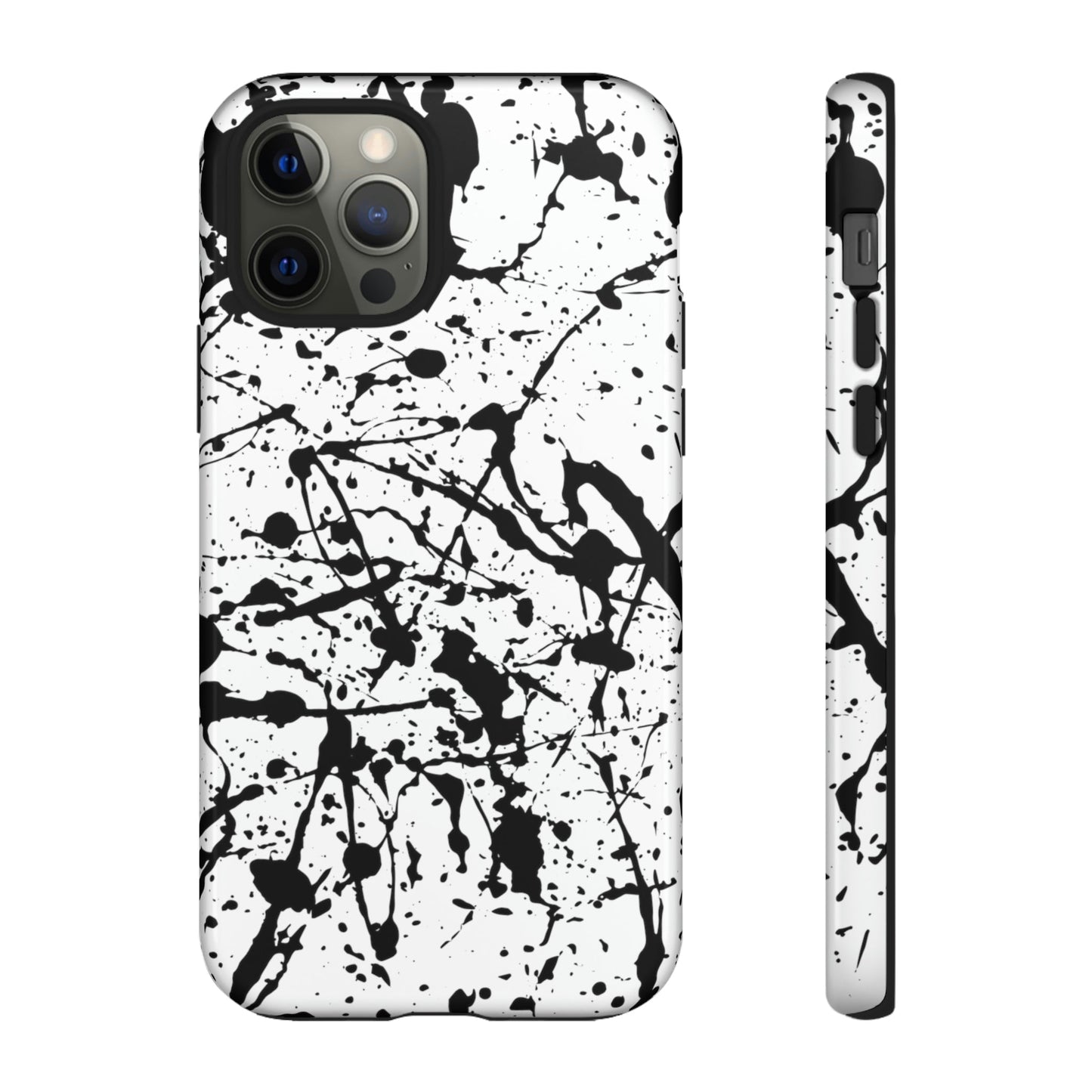 Phone Case-BLACK SPLATTER | Tough-iPhone 12 Pro-Glossy-PhoneCaseBoss-Phone-Best-Phone-Cases