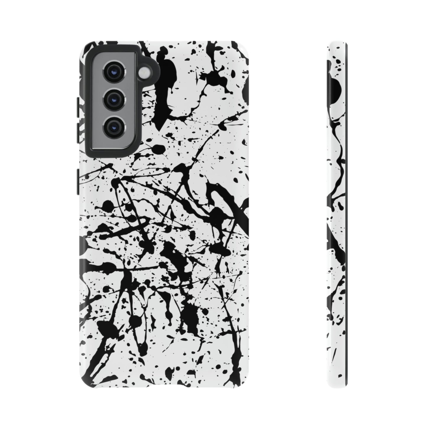 Phone Case-BLACK SPLATTER | Tough-Samsung Galaxy S21-Glossy-PhoneCaseBoss-Phone-Best-Phone-Cases