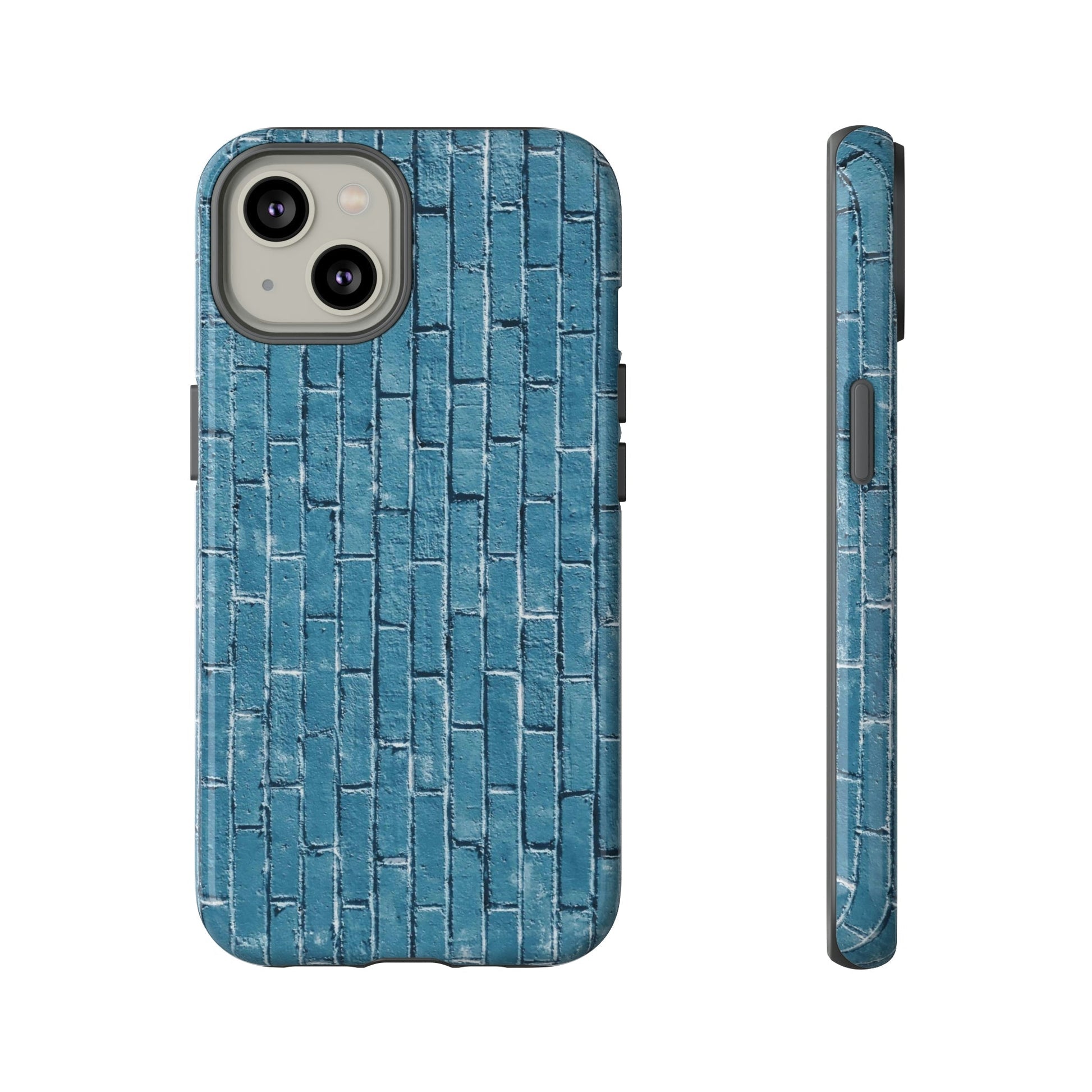 Phone Case-BLUE BRICK WALL | Tough-iPhone 14-Glossy-PhoneCaseBoss-Phone-Best-Phone-Cases