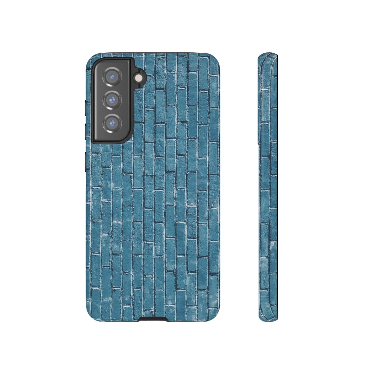 Phone Case-BLUE BRICK WALL | Tough-Samsung Galaxy S21 FE-Glossy-PhoneCaseBoss-Phone-Best-Phone-Cases