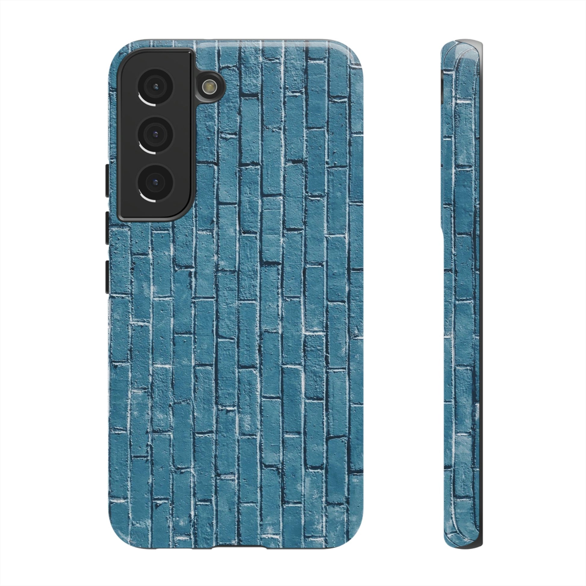 Phone Case-BLUE BRICK WALL | Tough-Samsung Galaxy S22-Glossy-PhoneCaseBoss-Phone-Best-Phone-Cases