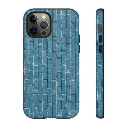 Phone Case-BLUE BRICK WALL | Tough-iPhone 12 Pro-Glossy-PhoneCaseBoss-Phone-Best-Phone-Cases