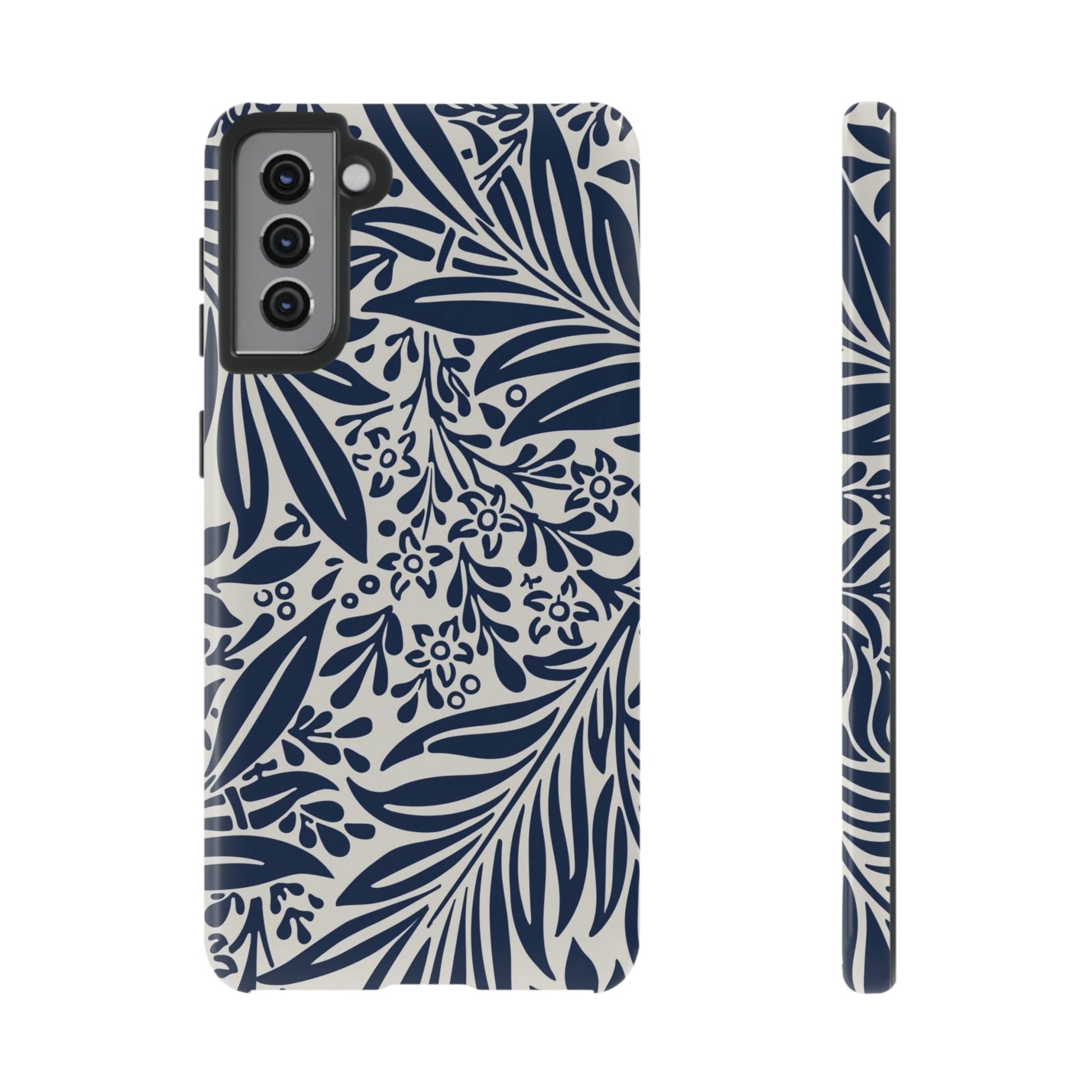 Phone Case-BLUE LEAVES | Tough-Samsung Galaxy S21 Plus-Glossy-PhoneCaseBoss-Phone-Best-Phone-Cases