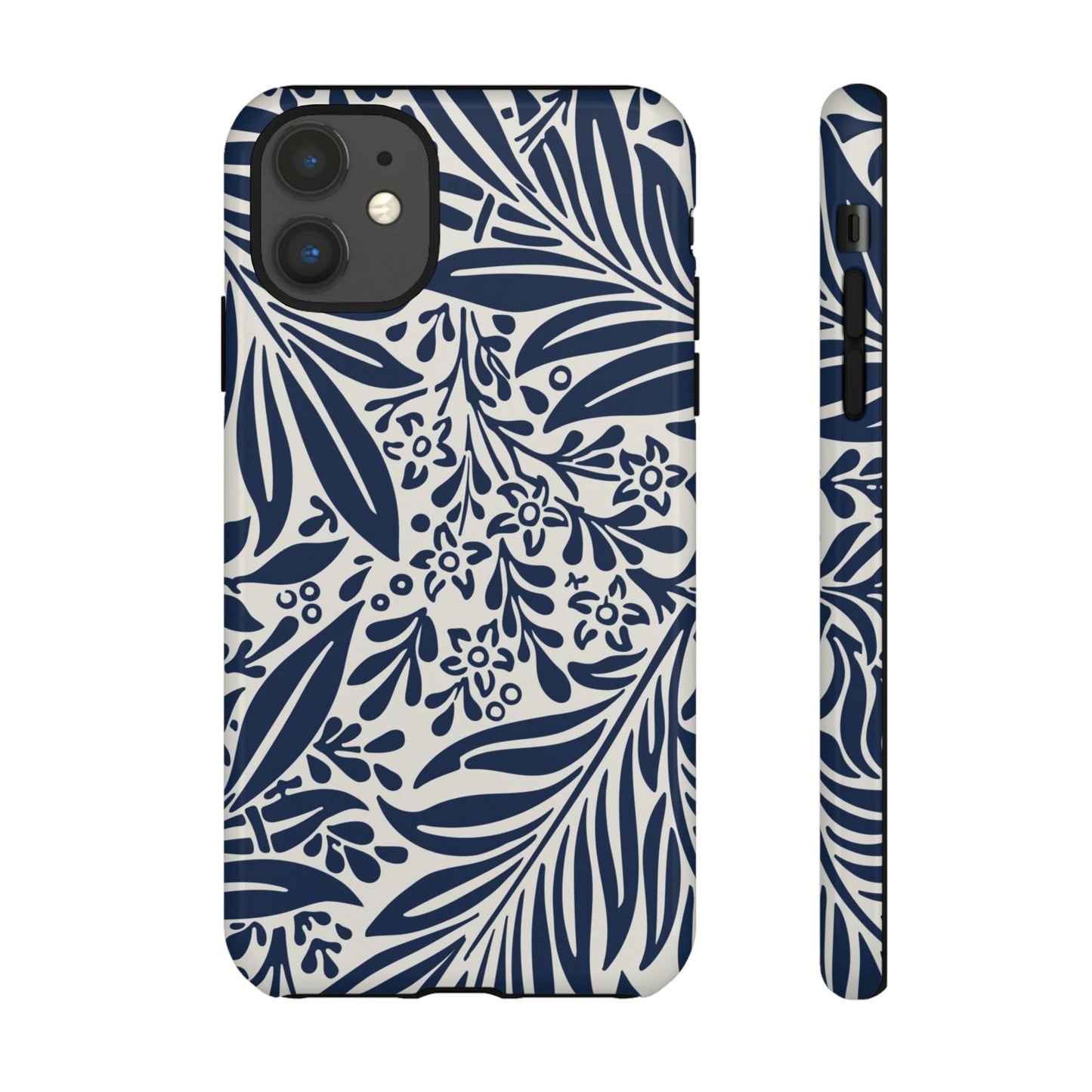 Phone Case-BLUE LEAVES | Tough-iPhone 11-Glossy-PhoneCaseBoss-Phone-Best-Phone-Cases