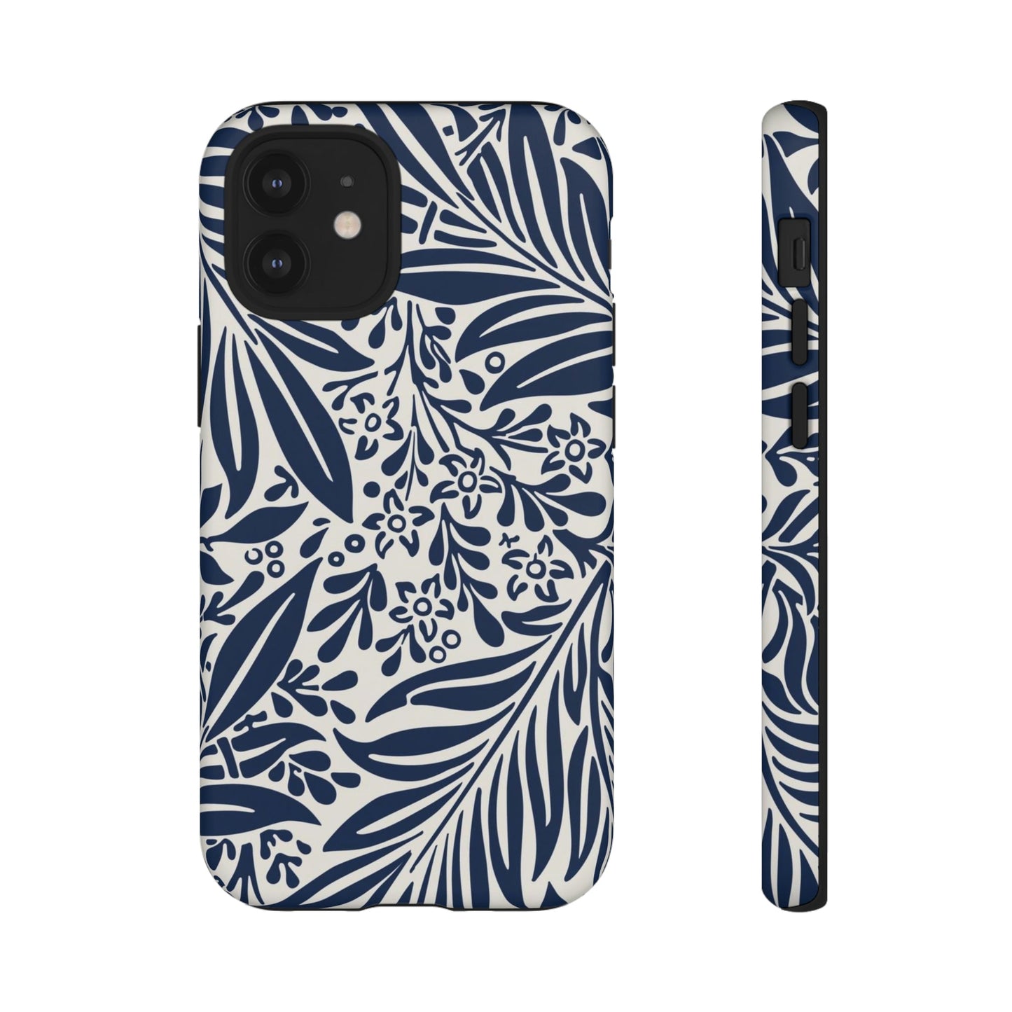 Phone Case-BLUE LEAVES | Tough-iPhone 12 Mini-Matte-PhoneCaseBoss-Phone-Best-Phone-Cases