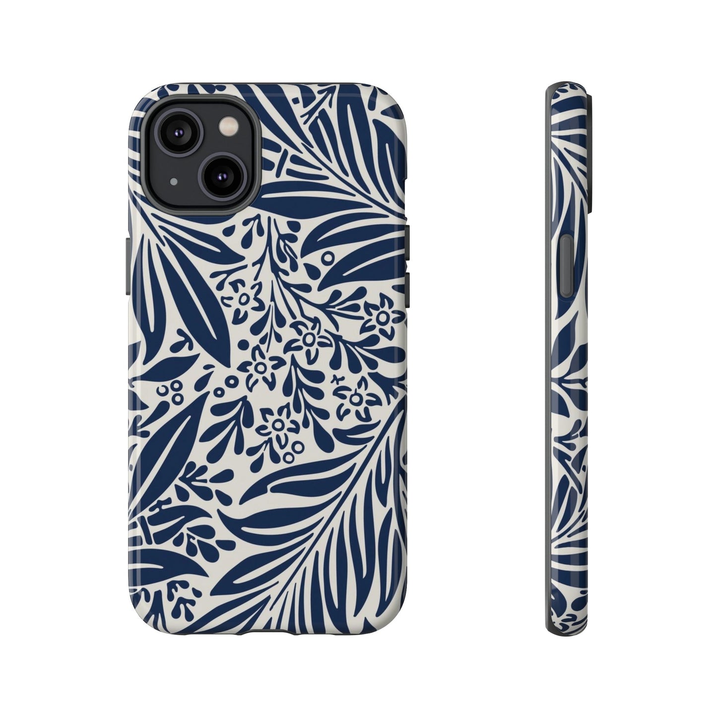 Phone Case-BLUE LEAVES | Tough-iPhone 14 Plus-Glossy-PhoneCaseBoss-Phone-Best-Phone-Cases