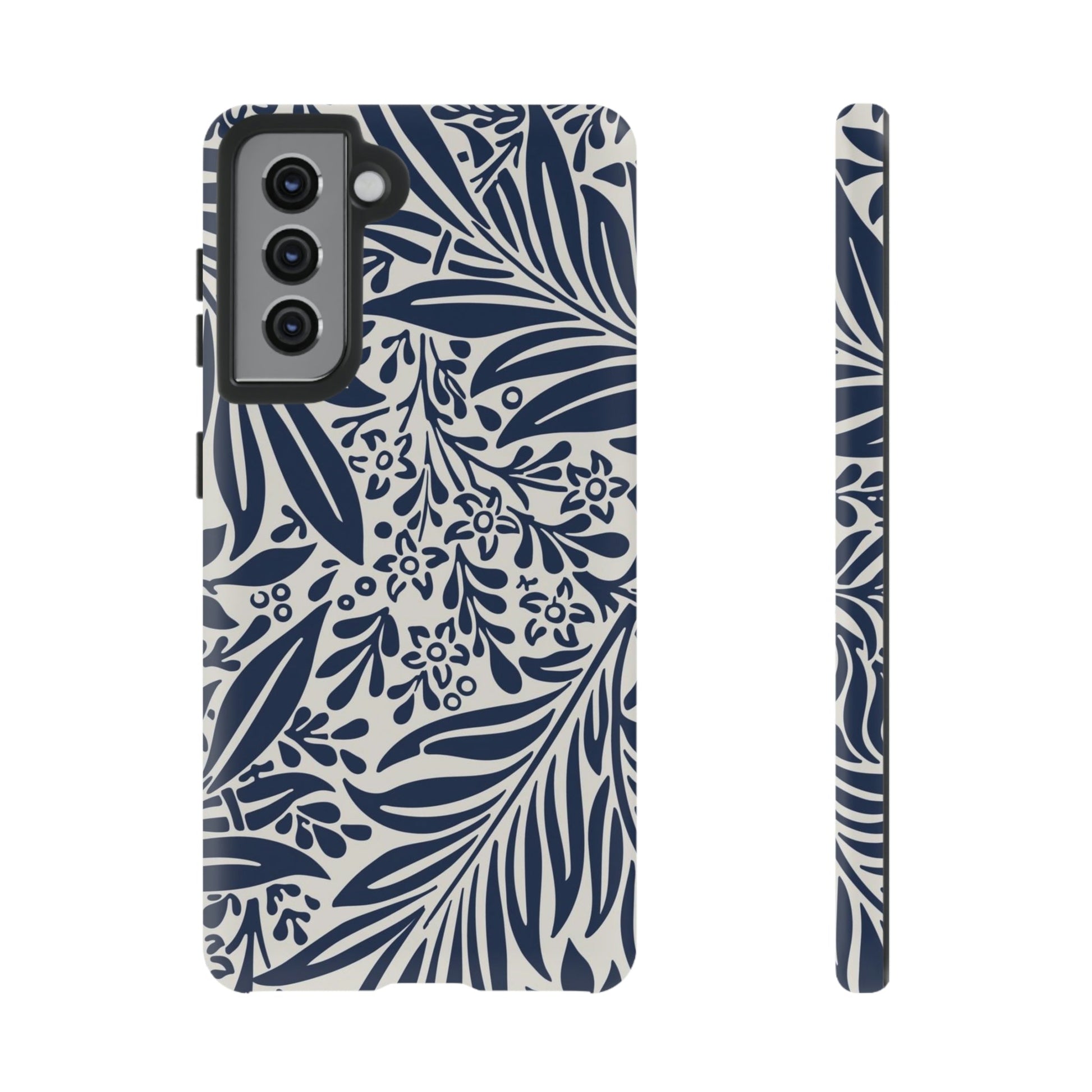 Phone Case-BLUE LEAVES | Tough-Samsung Galaxy S21-Matte-PhoneCaseBoss-Phone-Best-Phone-Cases