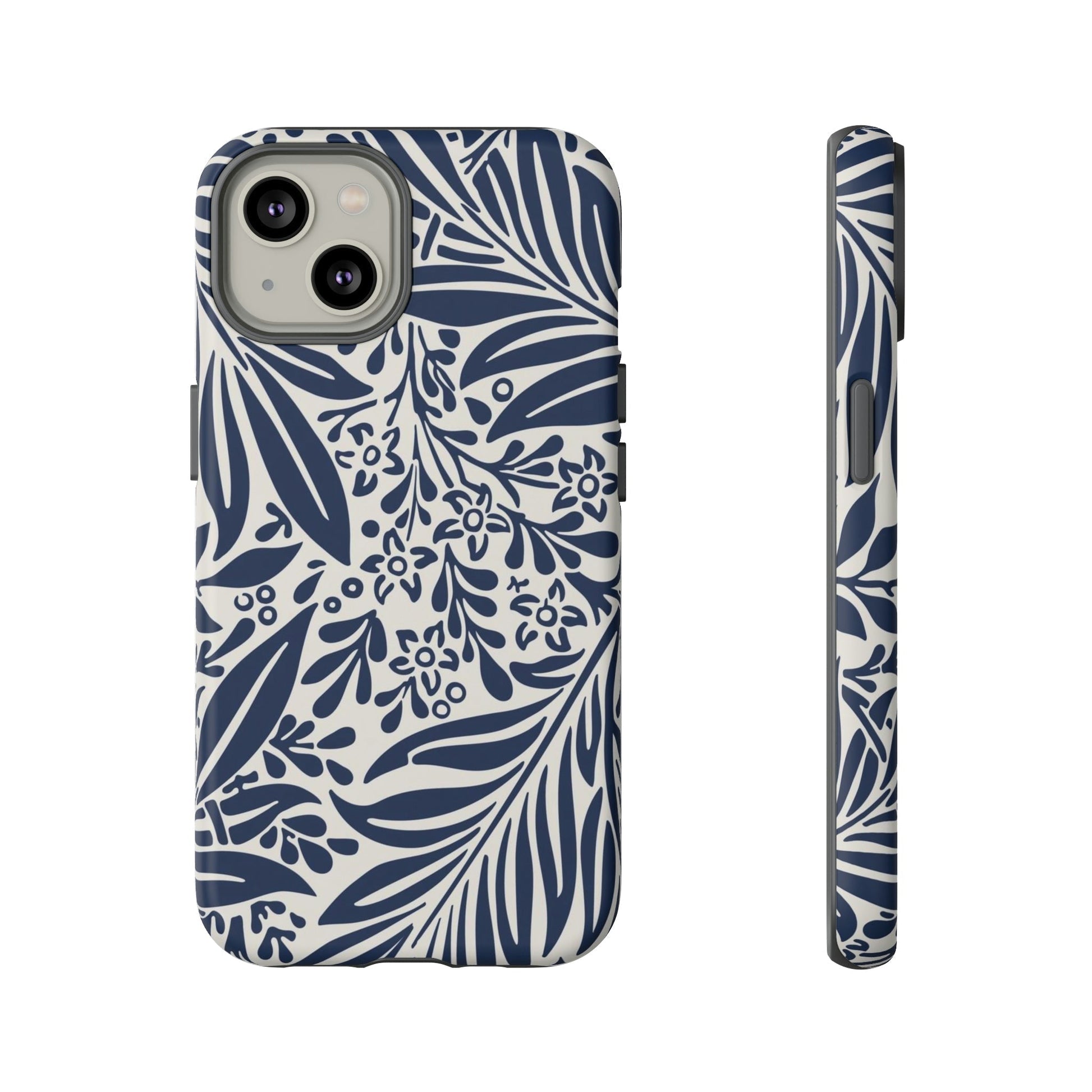 Phone Case-BLUE LEAVES | Tough-iPhone 14-Matte-PhoneCaseBoss-Phone-Best-Phone-Cases