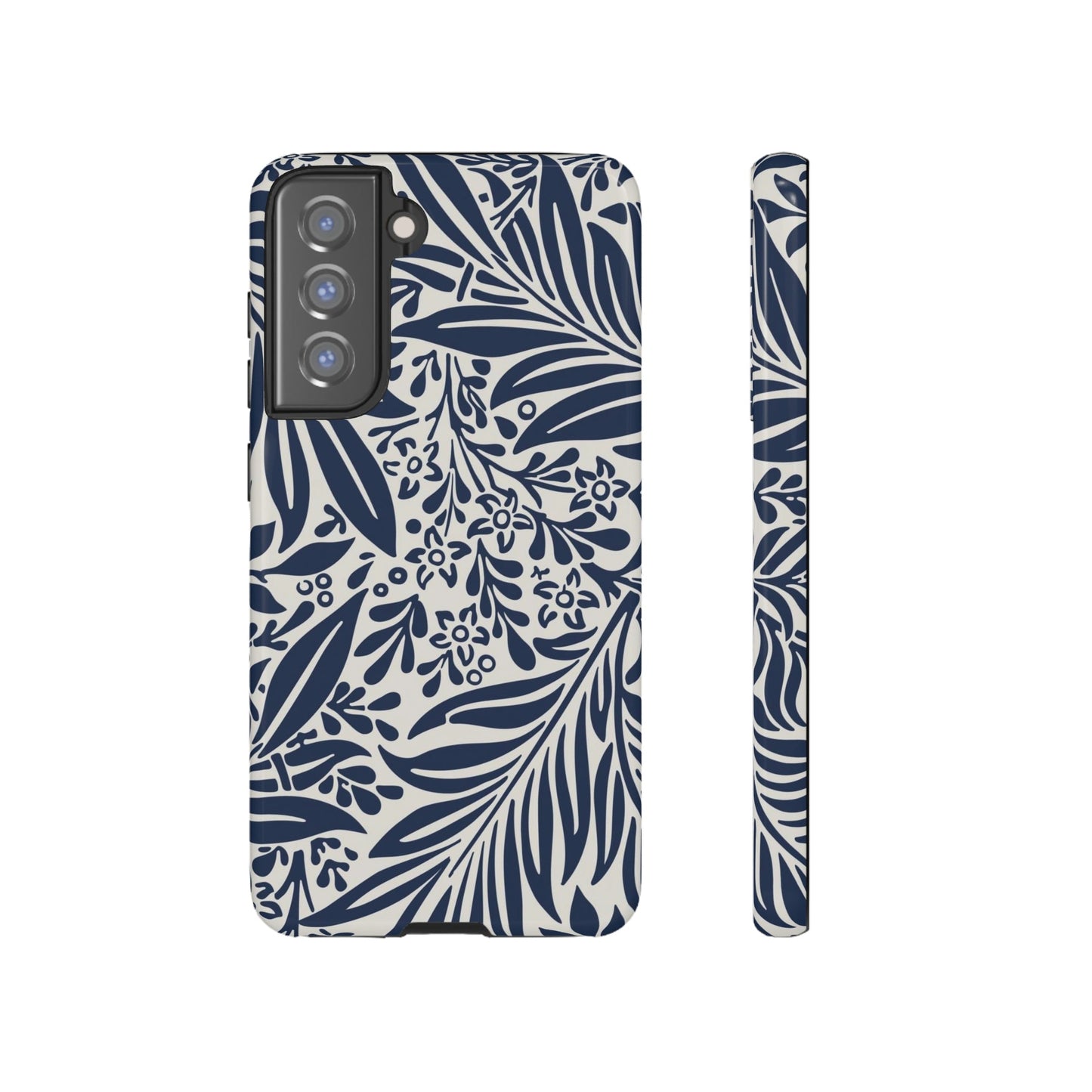 Phone Case-BLUE LEAVES | Tough-Samsung Galaxy S21 FE-Glossy-PhoneCaseBoss-Phone-Best-Phone-Cases