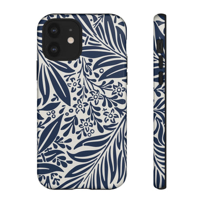 Phone Case-BLUE LEAVES | Tough-iPhone 12-Glossy-PhoneCaseBoss-Phone-Best-Phone-Cases