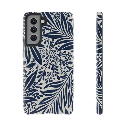 Phone Case-BLUE LEAVES | Tough-Samsung Galaxy S21-Glossy-PhoneCaseBoss-Phone-Best-Phone-Cases